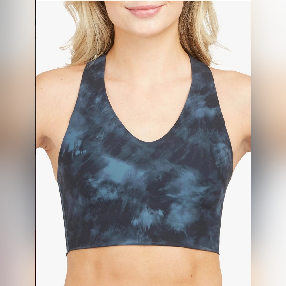 SPANX Printed Longline Sports Medium support bra in Storm Tie Dye color XS/TP